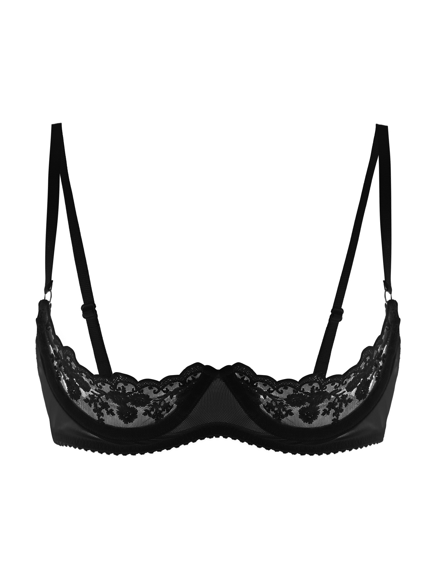 Sheer Mesh Bra - Damen Sexy Open-Cup BH Transparente Spitze