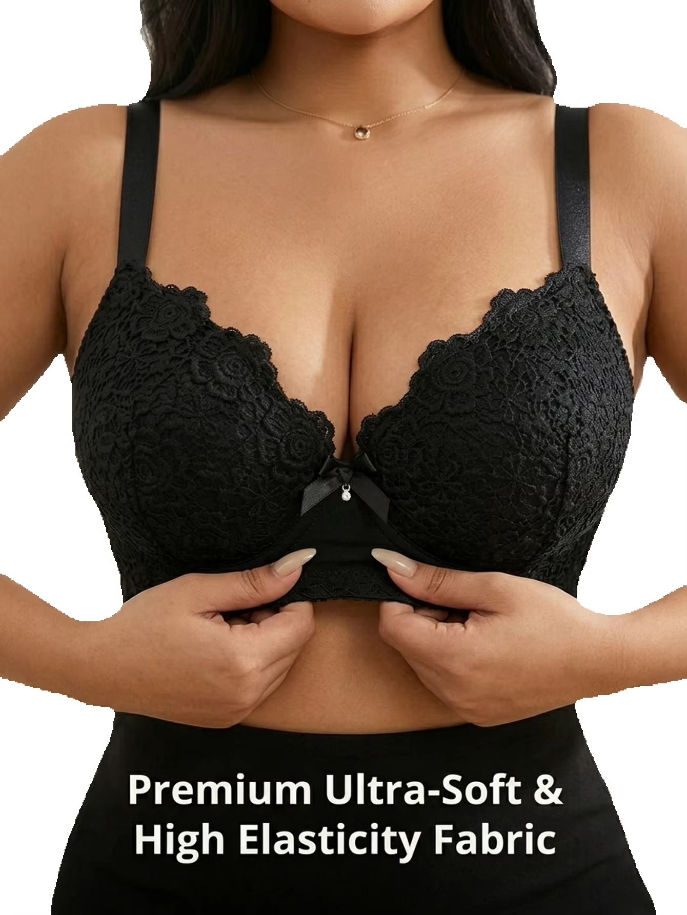 Plunge Bra Push Up - Damen Plus Size Blumenmuster Push-Up BH