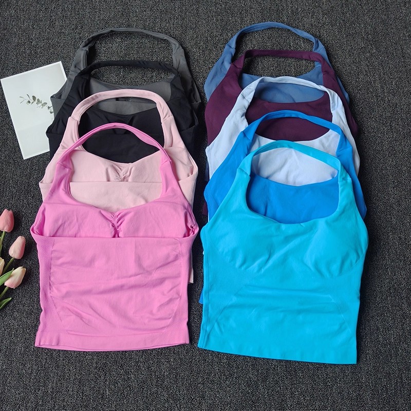 T Shirt Bra Seamless - Nahtloses Neckholder-Top für Damen, Sportweste, Yoga,