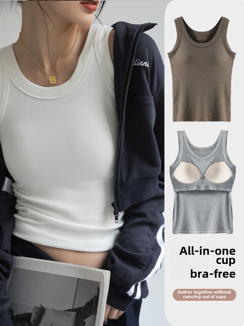 T Shirt Bra Seamless - Nahtloses, geripptes Modal-Tanktop für Damen, integrierter