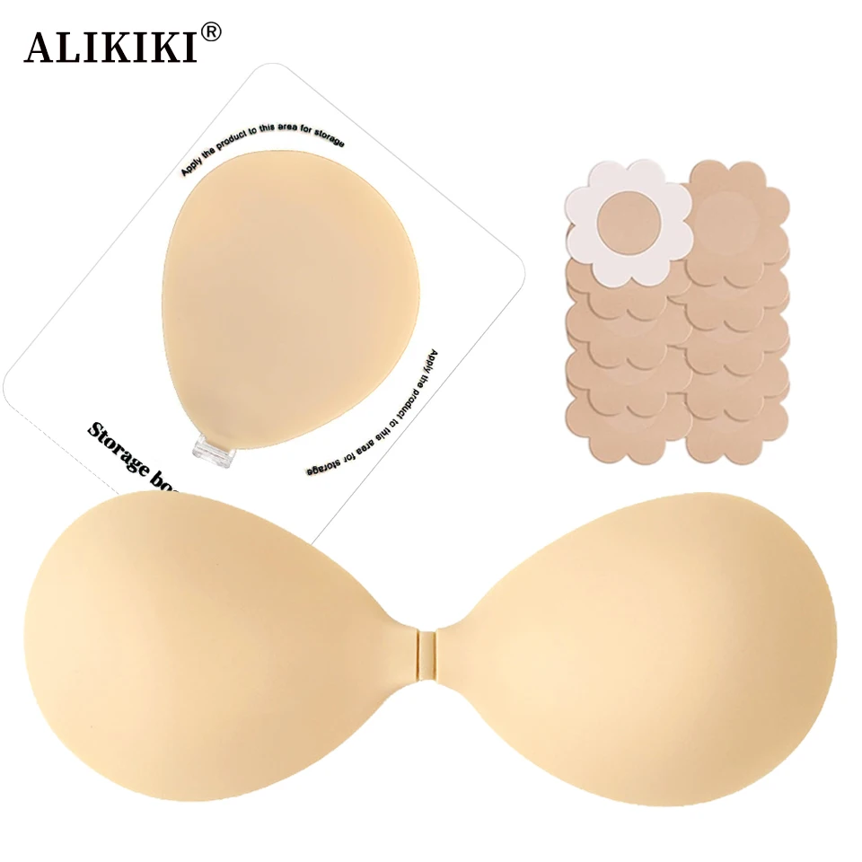 Backless Bra Sticky - Trägerloser Push-up-Klebe-BH, selbstklebende Silikon-Nippelabdeckungen, unsichtbare, wiederverwendbare