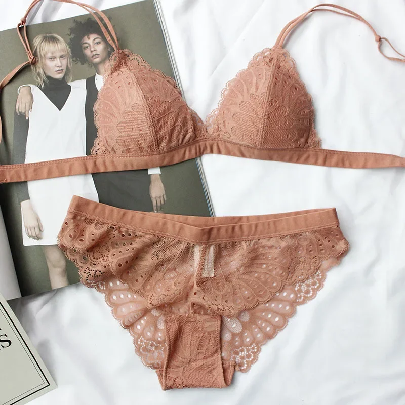 Sleep Bra Bralette - KUCLUT Vollspitzen-Dreieck-BH-Set für Damen, sexy, nahtlos,